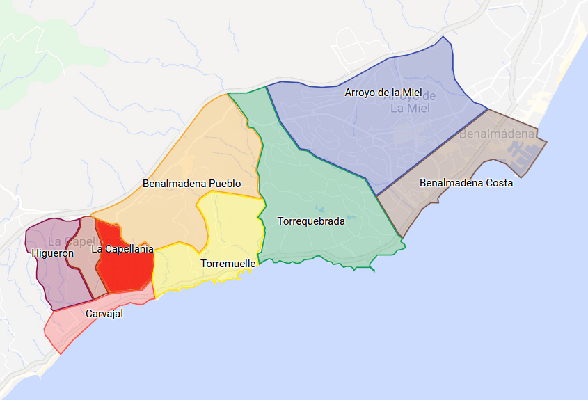 Map showing Villas in La Capellania for sale